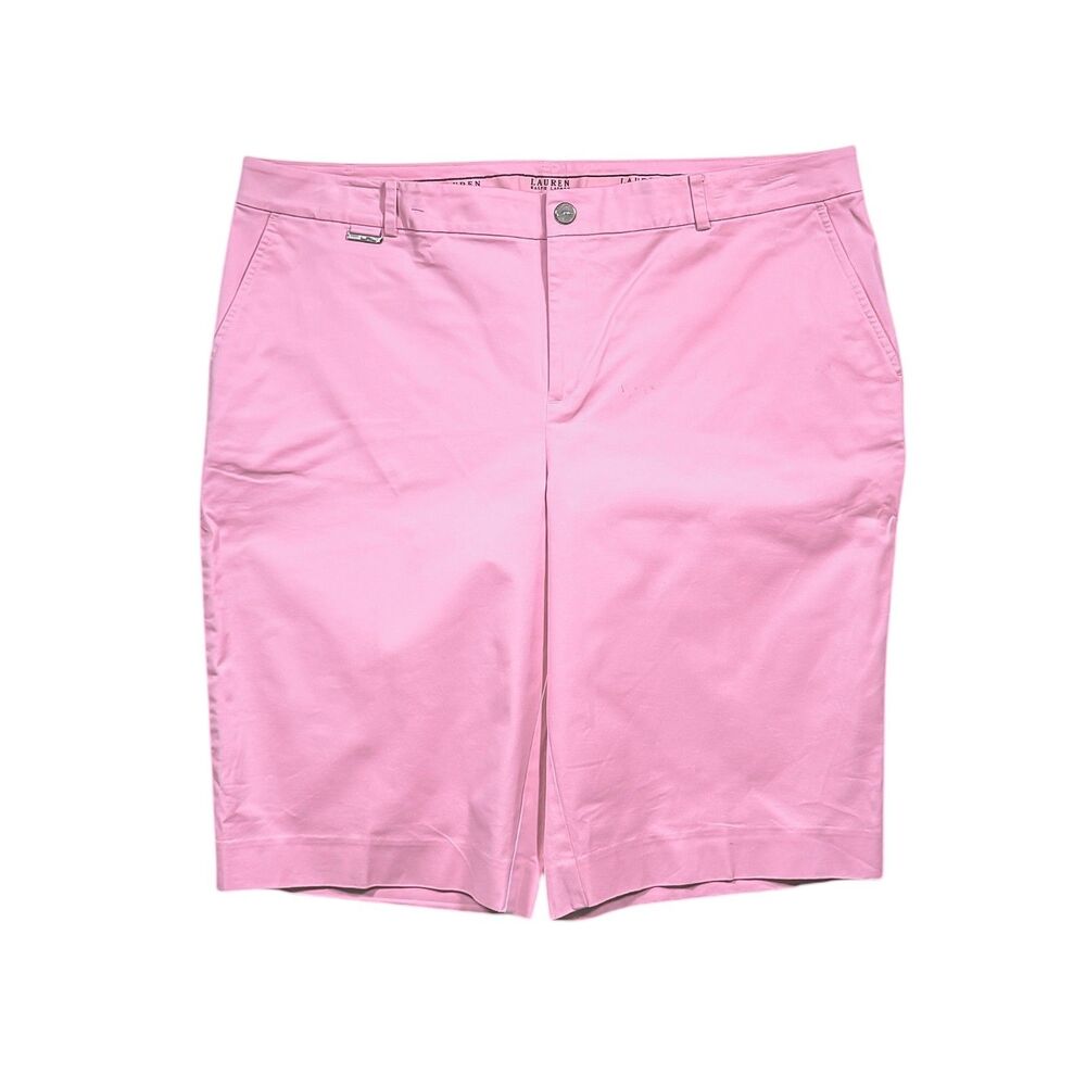 Ralph Lauren Womens 14W Pink Bermuda Shorts Stretch Cotton NWT Plus Size Preppy